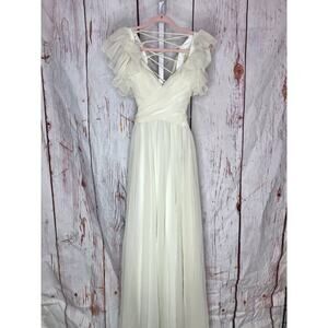 NWT Altar'd State ivory back lace up chiffon dress- SIZE SMALL